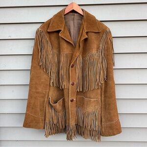 Vintage Tan Suede Fringe Jacket
